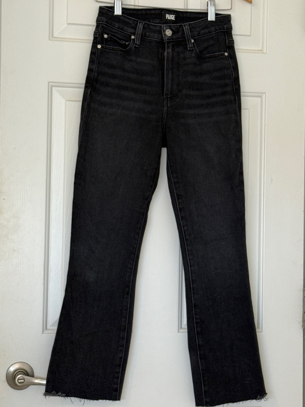PAIGE CLAUDINE Black High-Rise loose straight leg Jeans